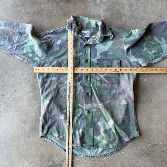 VINTAGE 80S 90S FIVE BROTHER CAMO BUTTON UP SHIRT GREEN OUTDOORS MENS MEDIUM - Picture 5 of 5